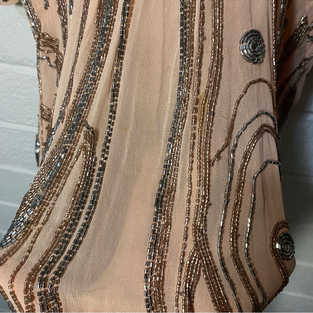 Free People Romper Plunge Beaded Pink Sparkle Women’s 6 Short Mini Dress Unique - Picture 12 of 16